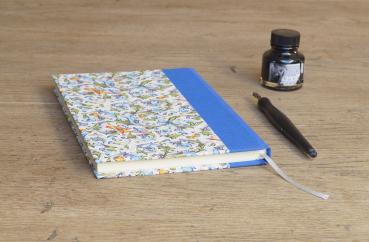 Preview: Tagebuch blau bunte Motive Handarbeit aus Deutschland Papeterie Schreibweise
